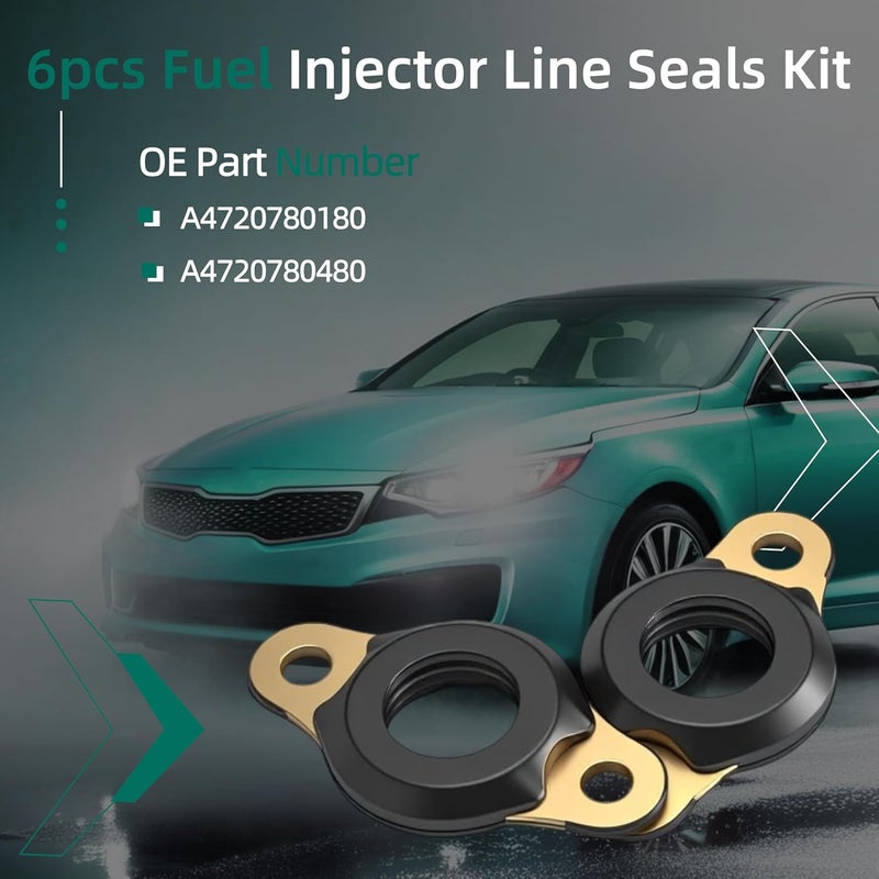Riyhch A4720780180 6pcs Fuel Injector Line Seals Kit, for Detroit Engines DD15 for Freightliner Cascadia; for Detroit Engines DD15 for Western Star Trucks#A4720780480 - Image 4